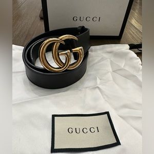 COPY - Gucci Leather belt with Double G buckle